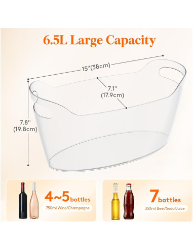 Cubo de Hielo Portátil Lifewit 6.5L - 4 Pcs para Fiestas