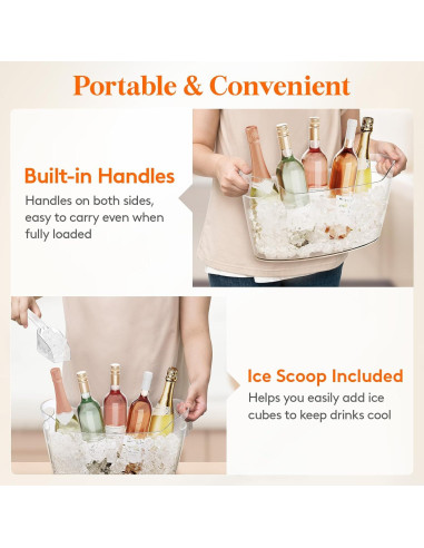 Cubo de Hielo Portátil Lifewit 6.5L - 4 Pcs para Fiestas