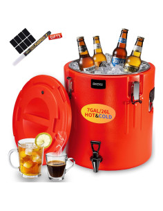 Dispensador de Bebidas Aislado JopaihoVie 26.5L Rojo con Grifo
