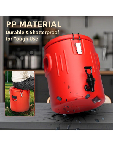 Dispensador de Bebidas Aislado JopaihoVie 26.5L Rojo con Grifo