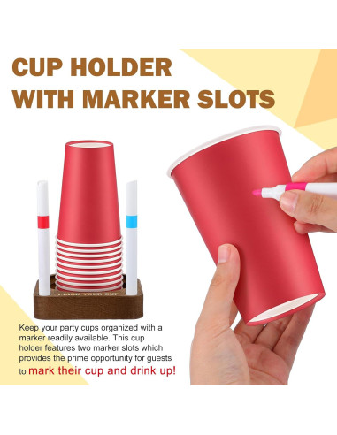 Soporte para Vasos de Fiesta de Madera Marrón Briwooody 13.3x11.8cm