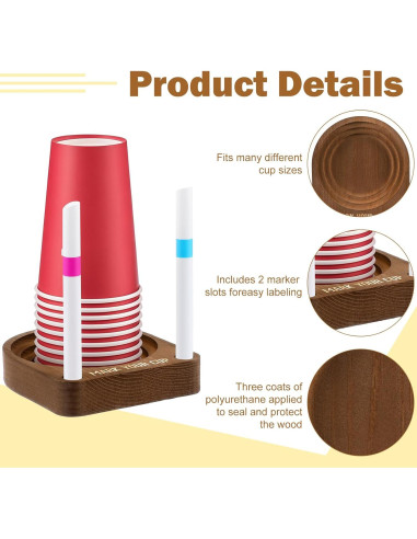 Soporte para Vasos de Fiesta de Madera Marrón Briwooody 13.3x11.8cm