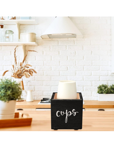 Dispensador de Tazas de Madera Yookeer - 2 Piezas 9.3 cm