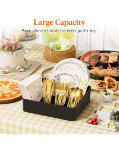 Organizador de Platos de Papel Lifewit Negro con 7 Compartimentos 2