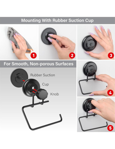 Soporte de Papel Higiénico HASKO Negro Acero Inoxidable Ventosa