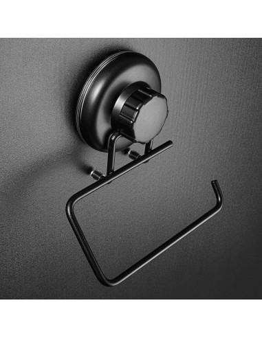 Soporte de Papel Higiénico HASKO Negro Acero Inoxidable Ventosa