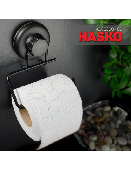 Soporte de Papel Higiénico HASKO Negro Acero Inoxidable Ventosa
