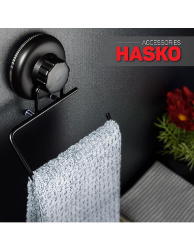 Soporte de Papel Higiénico HASKO Negro Acero Inoxidable Ventosa