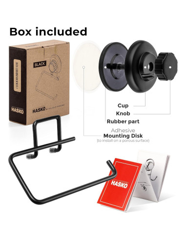 Soporte de Papel Higiénico HASKO Negro Acero Inoxidable Ventosa