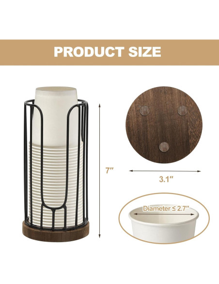 Dispensador de Tazas de Baño Tanggiteck 3oz Negro Hierro