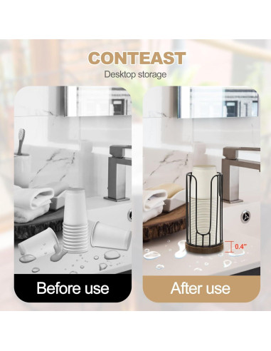 Dispensador de Tazas de Baño Tanggiteck 3oz Negro Hierro