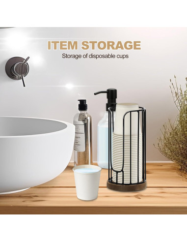 Dispensador de Tazas de Baño Tanggiteck 3oz Negro Hierro