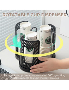 Dispensador de Tazas Rotatorio Atarvana 3 Compartimentos 22.5x19.5cm 2