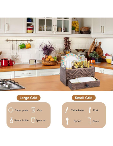 Dispensador de Platos de Papel Aikosell con Cajón de Madera