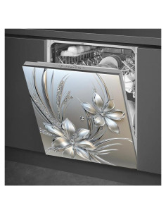 Cubierta Magnética de Lavavajillas BlissYard Floral Plateada 65x58cm