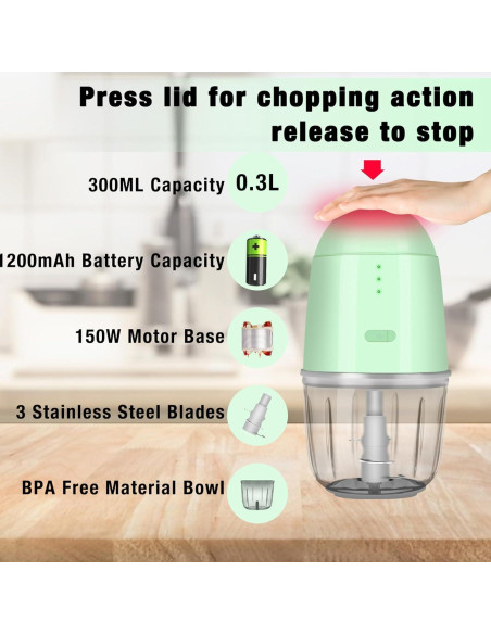 Procesador de Alimentos Inalámbrico Afonton AF-FP-G 1.3 Taza Verde