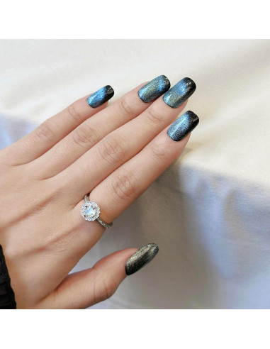 Uñas Postizas Magnéticas Azul 24 Piezas Fantastic Lady