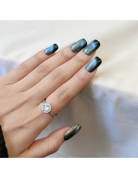 Uñas Postizas Magnéticas Azul 24 Piezas Fantastic Lady