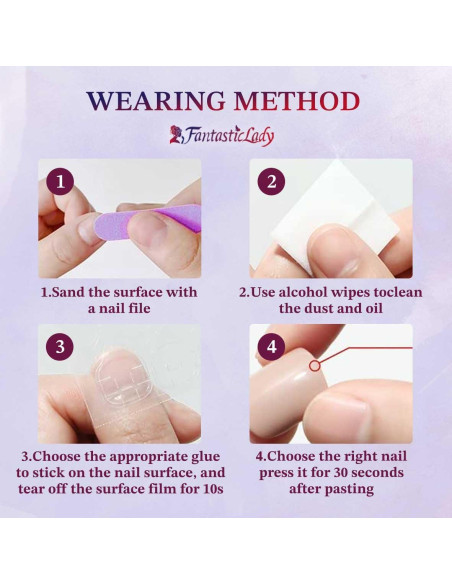 Uñas Postizas Magnéticas Azul 24 Piezas Fantastic Lady