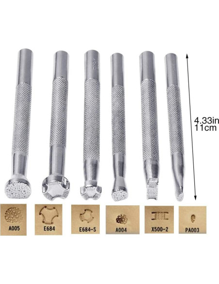 Juego de Herramientas de Estampado de Cuero Jupean - 6 Piezas