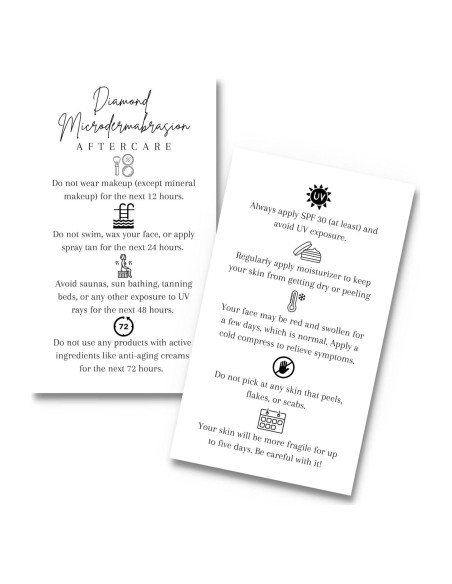 Tarjetas de Cuidado Posterior Microdermoabrasión Lashicorn 50 Unidades
