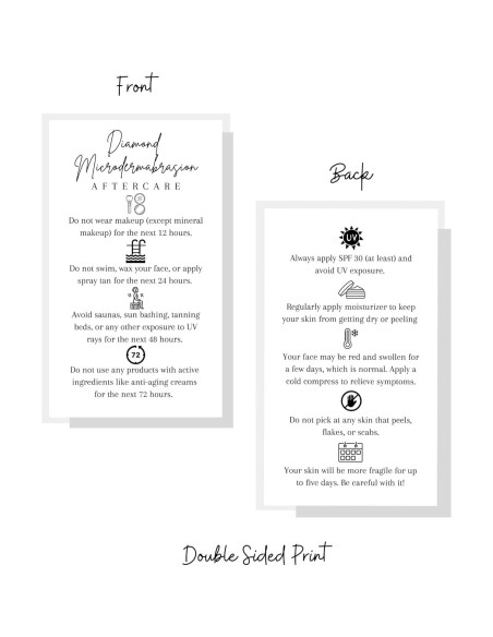 Tarjetas de Cuidado Posterior Microdermoabrasión Lashicorn 50 Unidades