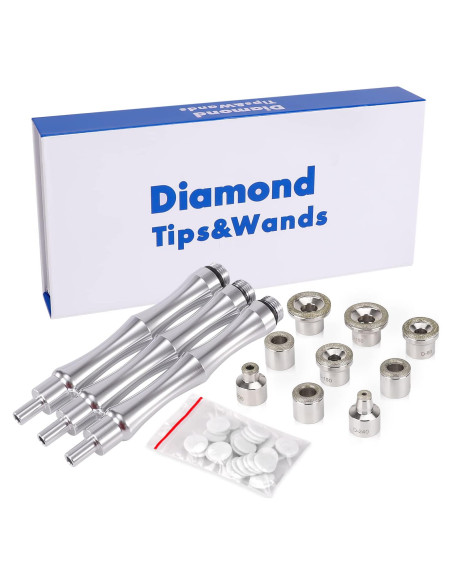 9 Puntas de Microdermoabrasión Yofuly + 3 Varitas Accesorios