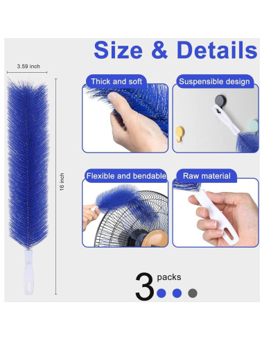 Juego de 3 cepillos limpiadores SFIELCAPA - Duster flexible microfibra