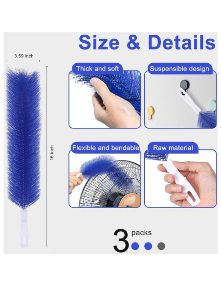 Juego de 3 cepillos limpiadores SFIELCAPA - Duster flexible microfibra