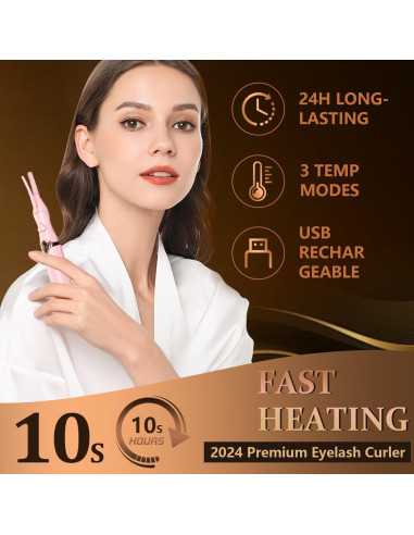 Rizador de Pestañas Eléctrico Acavado Rosa Claro 3 Temperaturas