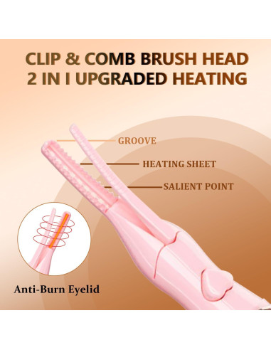 Rizador de Pestañas Eléctrico Acavado Rosa Claro 3 Temperaturas