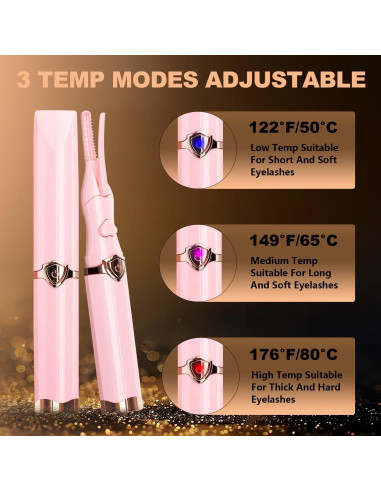 Rizador de Pestañas Eléctrico Acavado Rosa Claro 3 Temperaturas