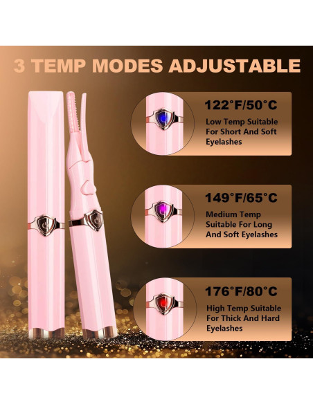 Rizador de Pestañas Eléctrico Acavado Rosa Claro 3 Temperaturas