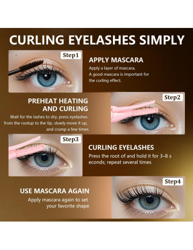 Rizador de Pestañas Eléctrico Acavado Rosa Claro 3 Temperaturas