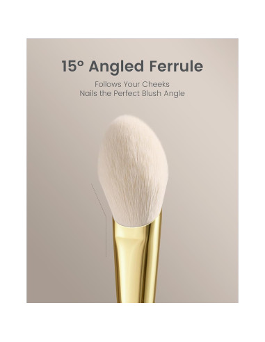 Brocha Angulada Blush ROWNYEON CM 160 - Cerdas Suaves y Mango de Bubinga