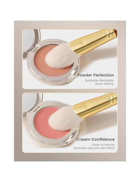 Brocha Angulada Blush ROWNYEON CM 160 - Cerdas Suaves y Mango de Bubinga