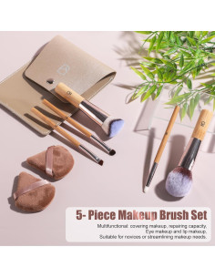 Juego de Brochas de Maquillaje BS-MALL 7 Piezas con Puff Bambú 2