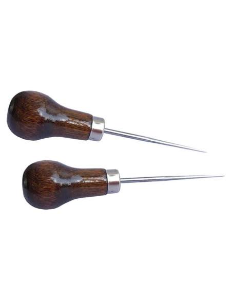 Awl de Mango de Madera ZLKSKER - Paquete de 2 para Perforar Cuero