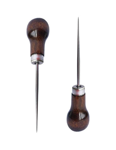 Awl de Mango de Madera ZLKSKER - Paquete de 2 para Perforar Cuero