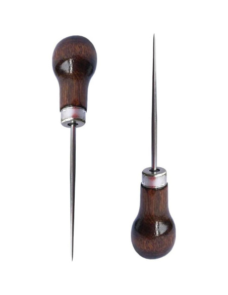 Awl de Mango de Madera ZLKSKER - Paquete de 2 para Perforar Cuero