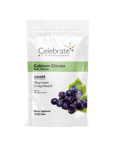 Caramelos Blandos de Calcio Celebrar 500mg Uva 90 Unidades