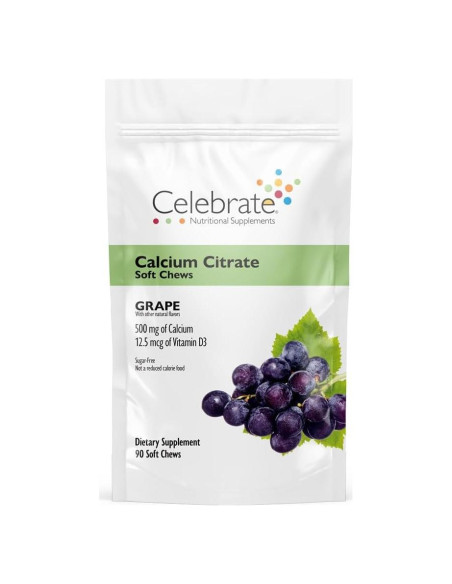 Caramelos Blandos de Calcio Celebrar 500mg Uva 90 Unidades