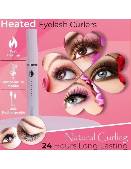 Rizador de Pestañas Térmico ARCIK Rosa - Eléctrico Portátil con 4 Modos