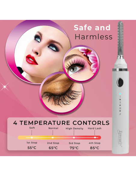 Rizador de Pestañas Térmico ARCIK Rosa - Eléctrico Portátil con 4 Modos