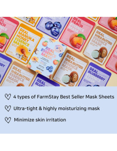 Paquete de 12 Máscaras Faciales FARMSTAY Esencia Real 23 ml 2