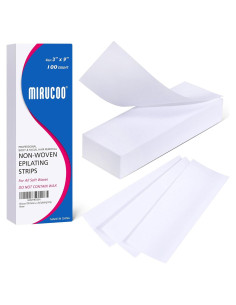 100 Tiras de Cera No Tejidas Mirucoo 7.62x22.86 cm para Depilación