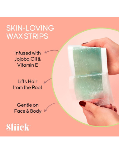 Cintas de Cera Sliick para Eliminación de Vello - 40 Unidades con Jojoba y Vitamina E