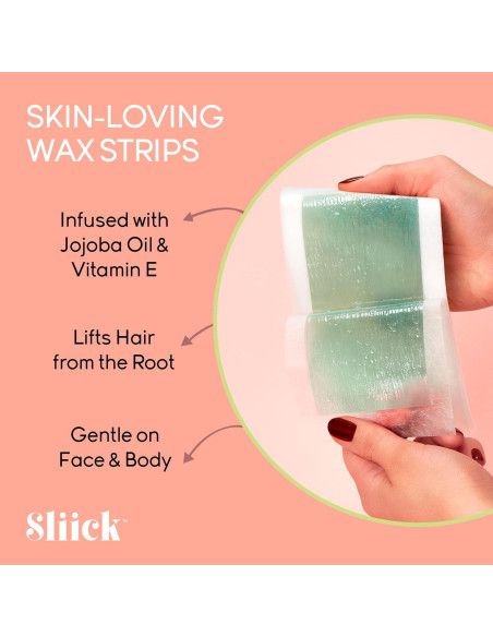 Cintas de Cera Sliick para Eliminación de Vello - 40 Unidades con Jojoba y Vitamina E