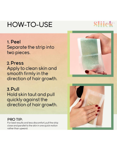 Cintas de Cera Sliick para Eliminación de Vello - 40 Unidades con Jojoba y Vitamina E