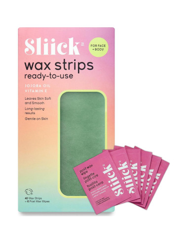 Cintas de Cera Sliick para Eliminación de Vello - 40 Unidades con Jojoba y Vitamina E